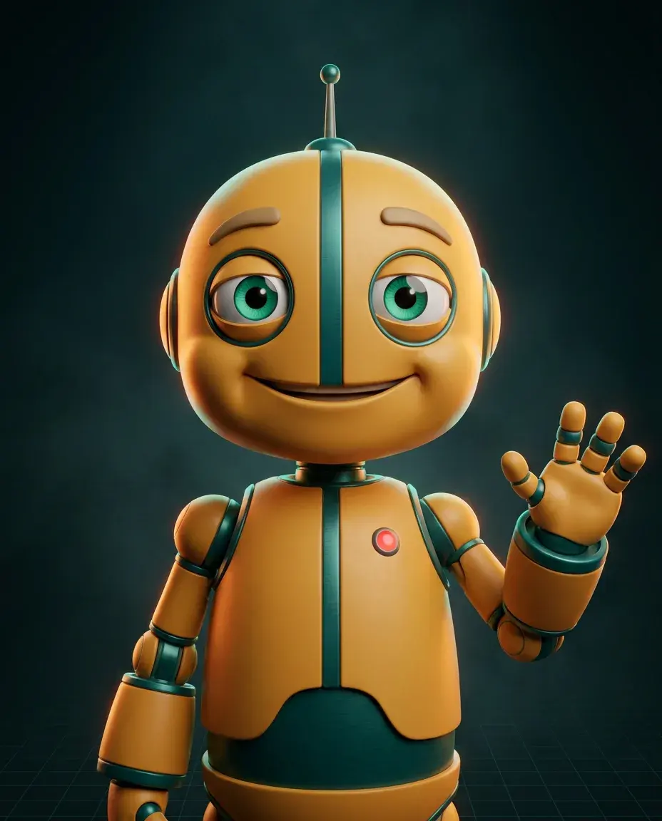 Zorva, the Zorva Labs bot — a smiling yellow robot with teal-green eyes, waving (illustration)