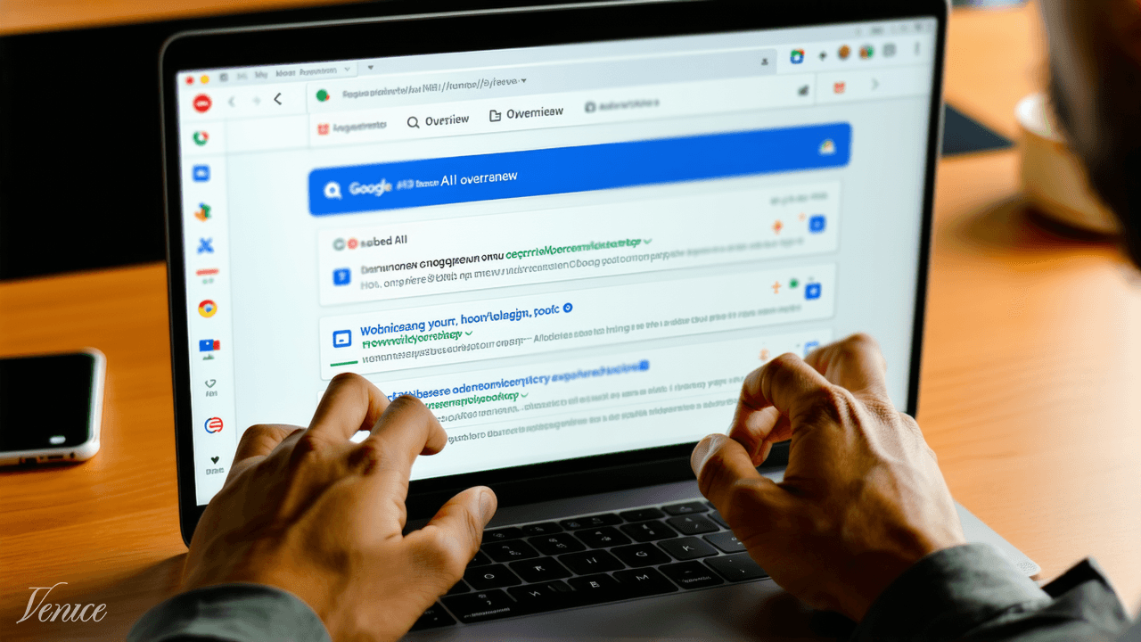 Google search results page with AI Overview answer box — Zorva Labs AIO guide