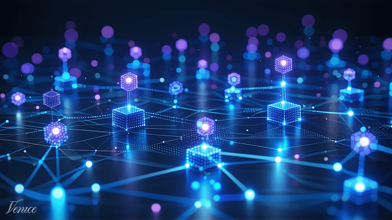 Abstract 3D visualization of structured data nodes representing schema markup — Zorva Labs