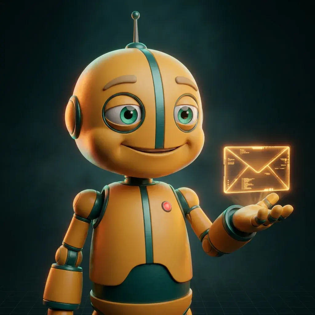 Zorva holding a glowing envelope (illustration)