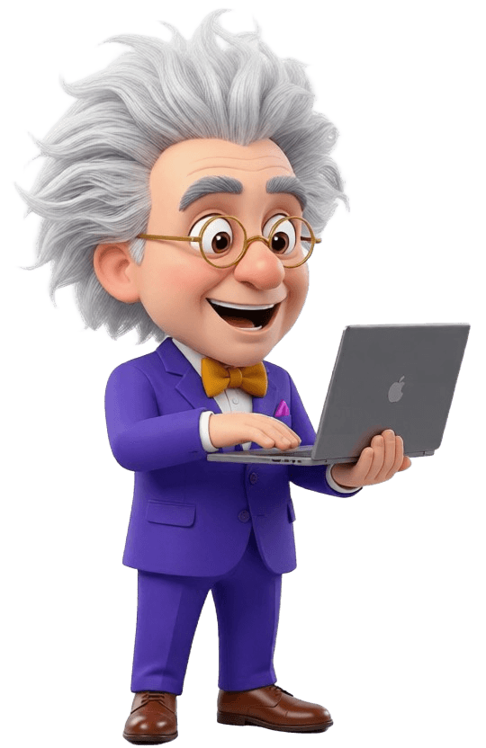 Zorva mascot, the in-house mad-scientist persona Michael runs the studio as