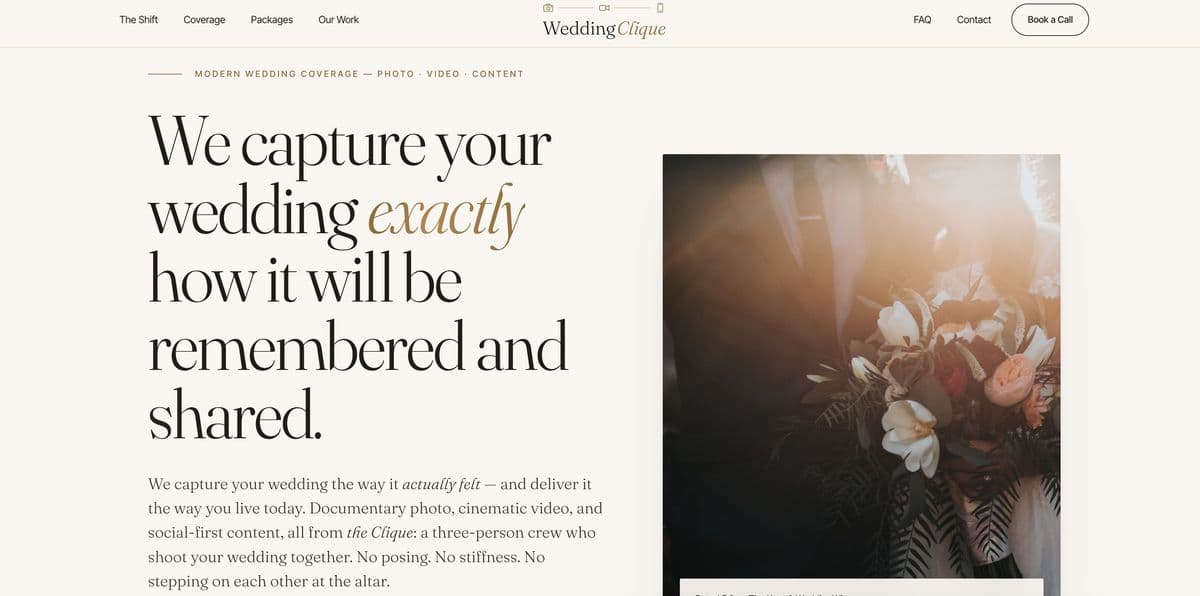 Wedding Clique homepage — Nashville wedding planning website by Zorva Labs